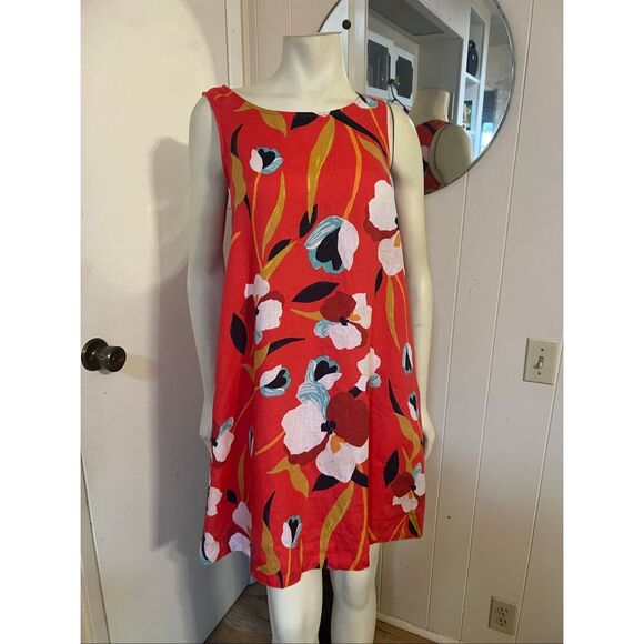 Sigrid Olsen Bright Floral A-Line Sleeveless Linen Dress S - Picture 3 of 8
